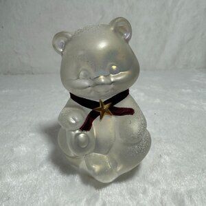 Vintage Fenton Frosted Iridescent Glass Frosted Snow Ice Bear Icicle Kingdom
